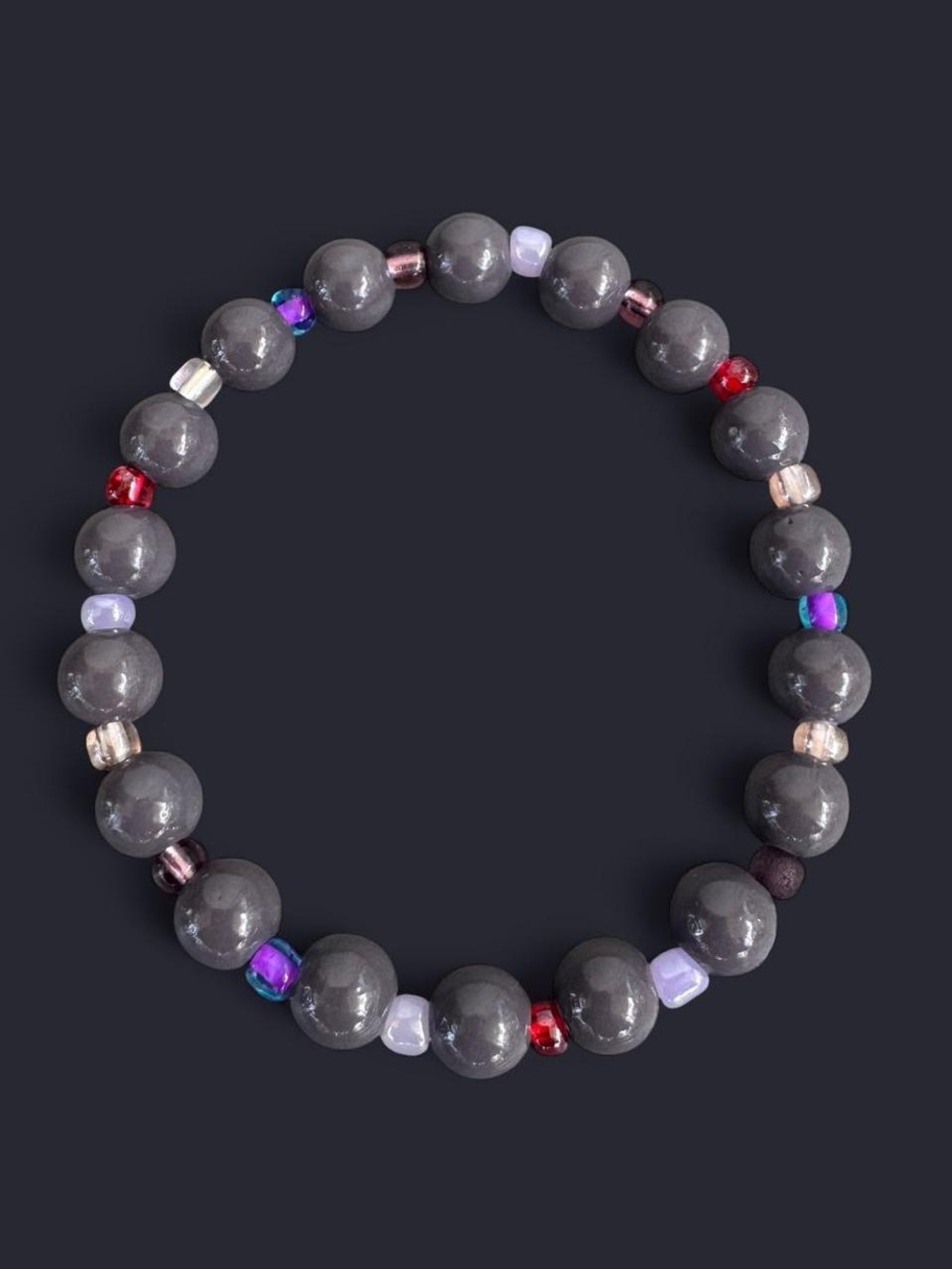 Gray Berry Glass Bead Bracelet